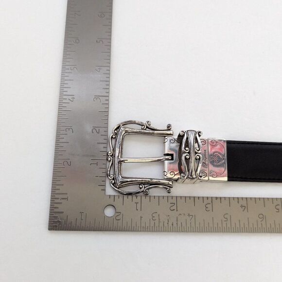 Brighton Black and Brown Reversible Belt with Silver Buckle Size M B40409 - Picture 9 of 10